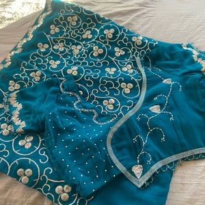 Turquoise blue Saree